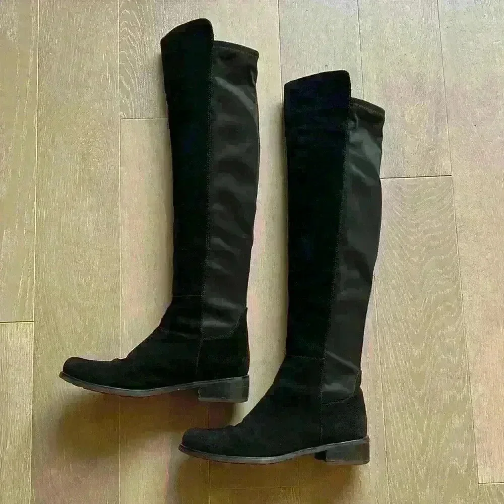 Blonde Velma Waterproof Suede Over-the-Knee Boots - Picture 7 of 12
